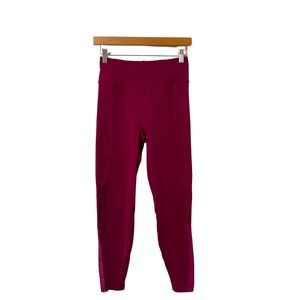 Le Ore Ruby Cranberry Red Andria Mesh Full-Length High Rise Leggings Size Small